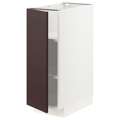 METOD Base cabinet with shelves, white Askersund/dark brown ash effect, 30x60x80 cm
