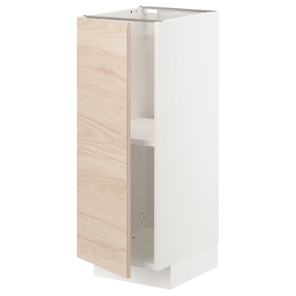 METOD Base cabinet with shelves, white/Askersund light ash effect, 30x41x80 cm
