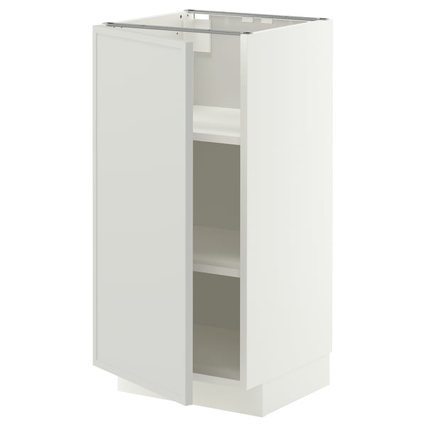 METOD Base cabinet with shelves, white/Aspudden light grey, 40x41x80 cm