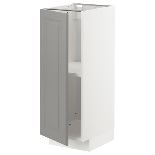 METOD kitchen cabinet in light grey with adjustable shelves and a simple, traditional design.