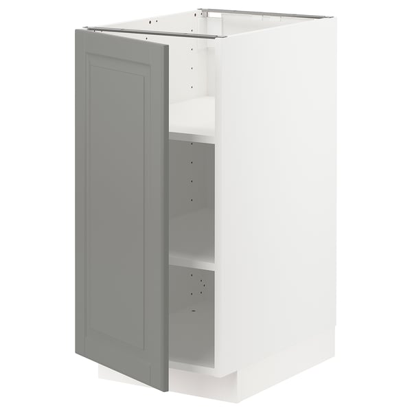 METOD Base cabinet with shelves, white/Bodbyn grey, 40x60x80 cm
