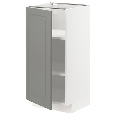 METOD Base cabinet with shelves, white/Bodbyn grey, 40x41x80 cm