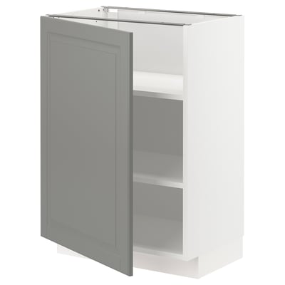METOD Base cabinet with shelves, white/Bodbyn grey, 60x41x80 cm