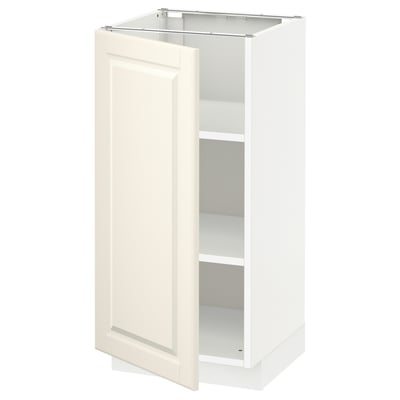 METOD Base cabinet with shelves, white/Bodbyn off-white, 40x41x80 cm