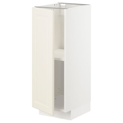 METOD Base cabinet with shelves, white/Bodbyn off-white, 30x41x80 cm