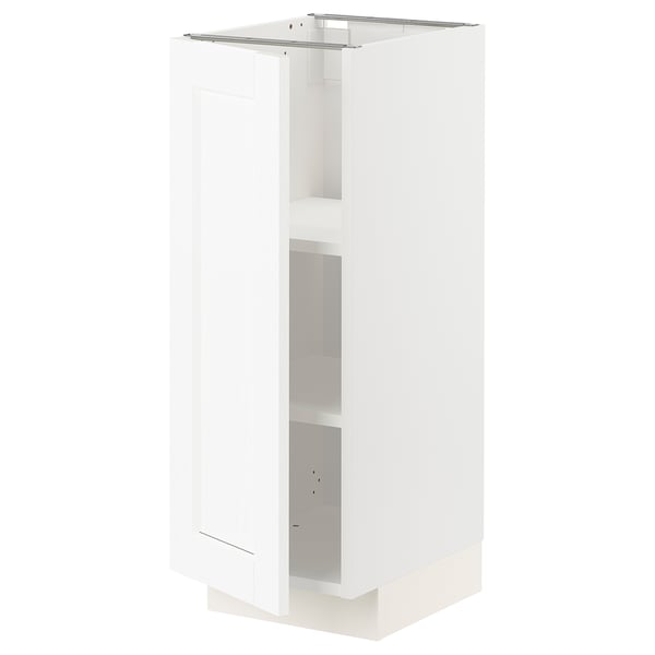 METOD Base cabinet with shelves, white Enköping/white wood effect, 30x41x80 cm