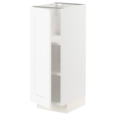 METOD Base cabinet with shelves, white Enköping/white wood effect, 30x41x80 cm