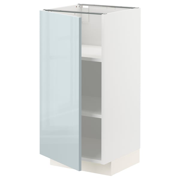 METOD Base cabinet with shelves, white/Kallarp light grey-blue, 40x41x80 cm