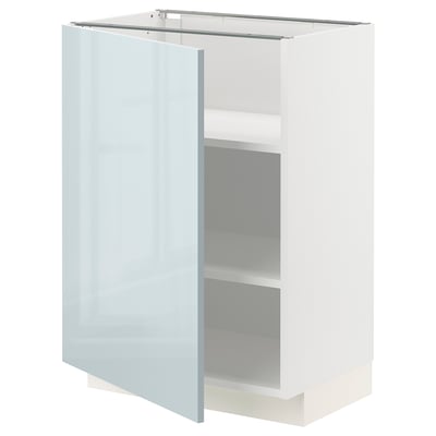 METOD Base cabinet with shelves, white/Kallarp light grey-blue, 60x41x80 cm