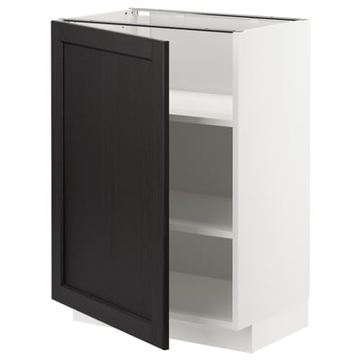 METOD Base cabinet with shelves, white/Lerhyttan black stained, 60x41x80 cm