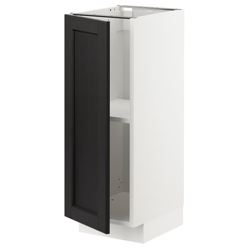 White METOD kitchen cabinet with black stained door, bevelled edges, shelf, sturdy.
