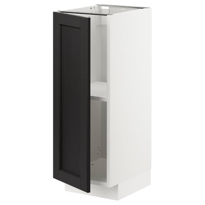 METOD Base cabinet with shelves, white/Lerhyttan black stained, 30x41x80 cm