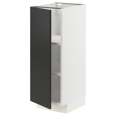 METOD Base cabinet with shelves, white/Nickebo matt anthracite, 30x41x80 cm