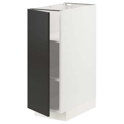 METOD Base cabinet with shelves, white/Nickebo matt anthracite, 30x60x80 cm