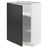METOD Base cabinet with shelves, white/Nickebo matt anthracite, 60x41x80 cm