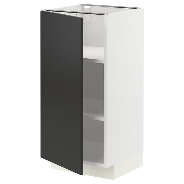 METOD Base cabinet with shelves, white/Nickebo matt anthracite, 40x41x80 cm