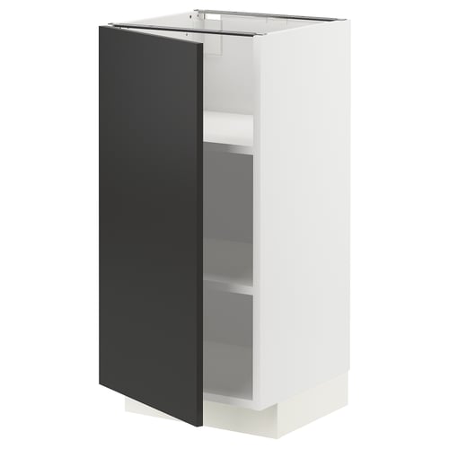 METOD kitchen cabinet in black & white with adjustable shelves.