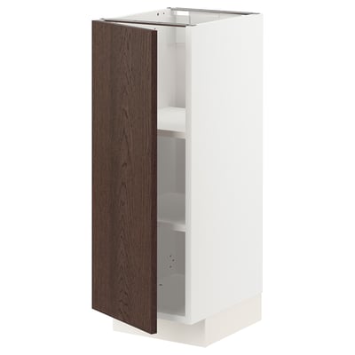 METOD Base cabinet with shelves, white/Sinarp brown, 30x41x80 cm