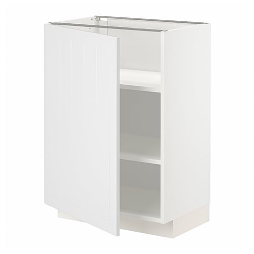 METOD white kitchen cabinet with single door and two shelves.