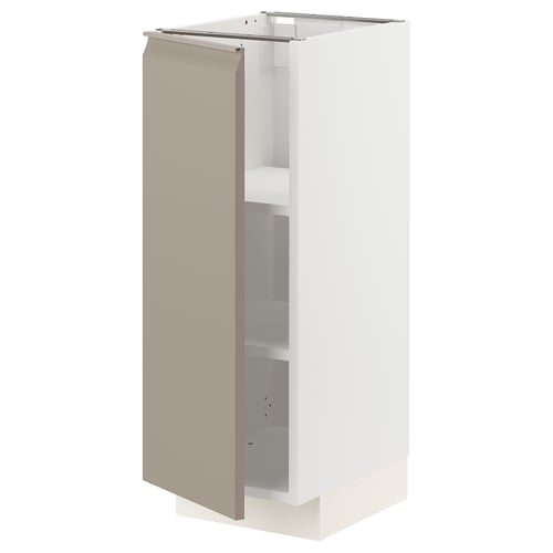 Modern METOD kitchen cabinet, grey-beige, rectangular, matte finish, adjustable shelves.