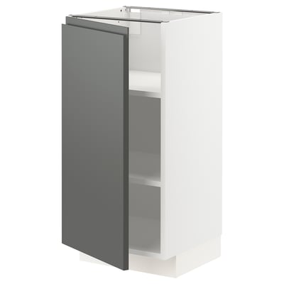 METOD Base cabinet with shelves, white/Voxtorp dark grey, 40x41x80 cm