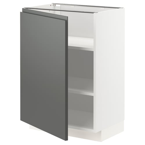 METOD kitchen cabinet in white with dark grey door, modern, rectangular.