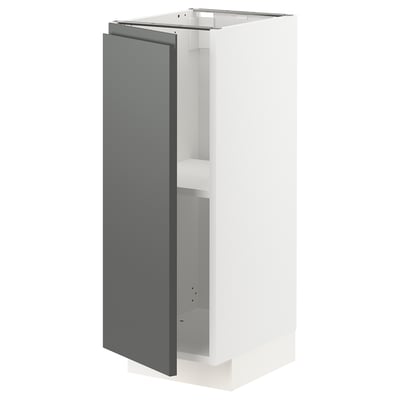 METOD Base cabinet with shelves, white/Voxtorp dark grey, 30x41x80 cm
