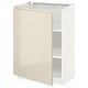 METOD Base cabinet with shelves, white/Voxtorp high-gloss light beige, 60x41x80 cm