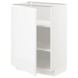 METOD Base cabinet with shelves, white/Voxtorp high-gloss/white, 60x41x80 cm