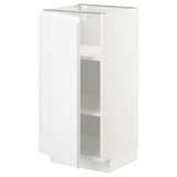 METOD Base cabinet with shelves, white/Voxtorp high-gloss/white, 40x41x80 cm