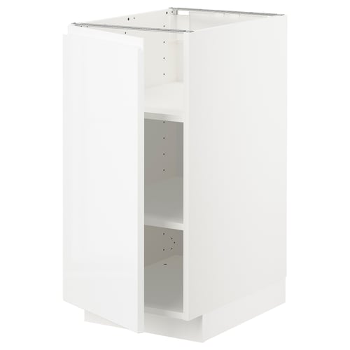 White ikea METOD kitchen cabinet, square, glossy, modern design.