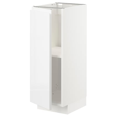 METOD Base cabinet with shelves, white/Voxtorp high-gloss/white, 30x41x80 cm