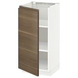 METOD Base cabinet with shelves, white/Voxtorp walnut effect, 40x41x80 cm
