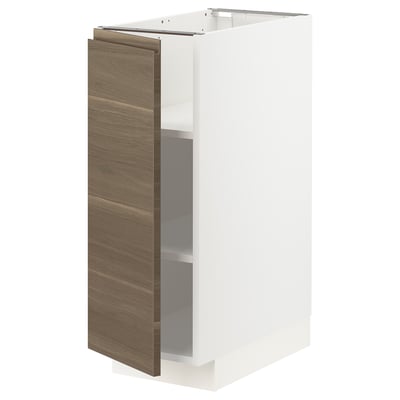 METOD Base cabinet with shelves, white/Voxtorp walnut effect, 30x60x80 cm