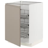METOD Base cabinet with wire baskets, white/Upplöv matt dark beige, 60x60x80 cm