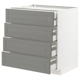 METOD Base cb 4 frnts/2 low/3 md drwrs, white Maximera/Bodbyn grey, 80x60x80 cm