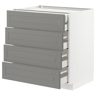 METOD Base cb 4 frnts/2 low/3 md drwrs, white Maximera/Bodbyn grey, 80x60x80 cm