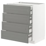 METOD Base cb 4 frnts/2 low/3 md drwrs, white Maximera/Bodbyn grey, 75x60x80 cm