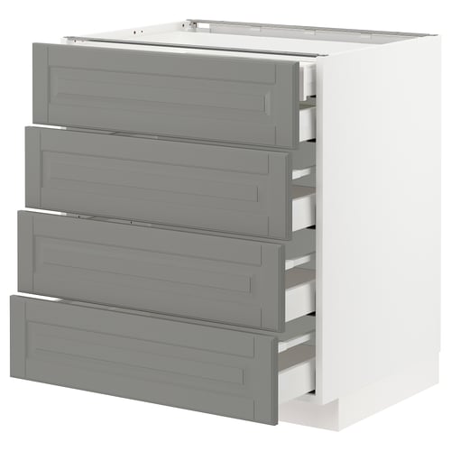 Ikea METOD kitchen unit, grey, four drawers, modern, rectangular design.