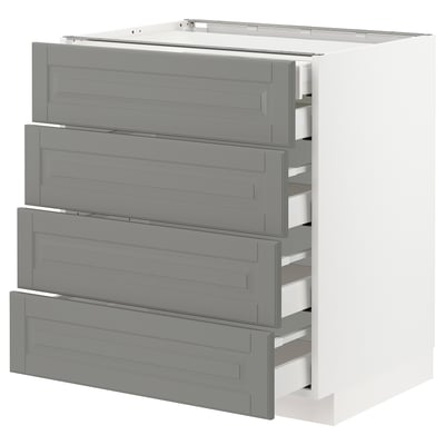 METOD Base cb 4 frnts/2 low/3 md drwrs, white Maximera/Bodbyn grey, 75x60x80 cm