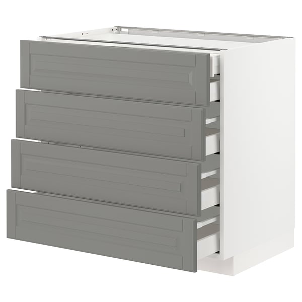 METOD Base cb 4 frnts/2 low/3 md drwrs, white Maximera/Bodbyn grey, 90x60x80 cm