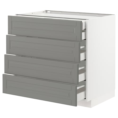 METOD kitchen unit, grey, rectangular, four drawers, smooth finish.