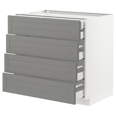 METOD Base cb 4 frnts/2 low/3 md drwrs, white Maximera/Bodbyn grey, 90x60x80 cm
