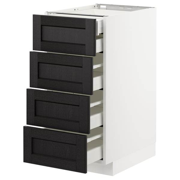 METOD Base cb 4 frnts/2 low/3 md drwrs, white Maximera/Lerhyttan black stained, 40x60x80 cm