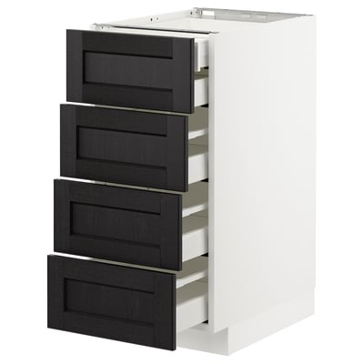 METOD Base cb 4 frnts/2 low/3 md drwrs, white Maximera/Lerhyttan black stained, 40x60x80 cm