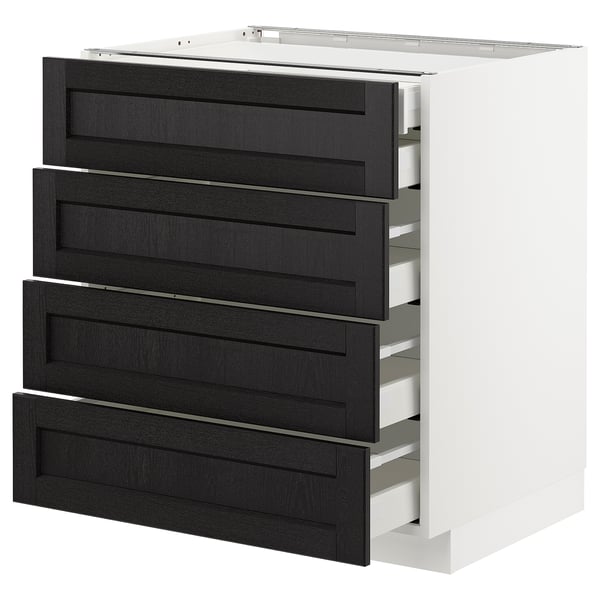 METOD Base cb 4 frnts/2 low/3 md drwrs, white Maximera/Lerhyttan black stained, 75x60x80 cm