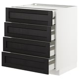METOD Base cb 4 frnts/2 low/3 md drwrs, white Maximera/Lerhyttan black stained, 75x60x80 cm
