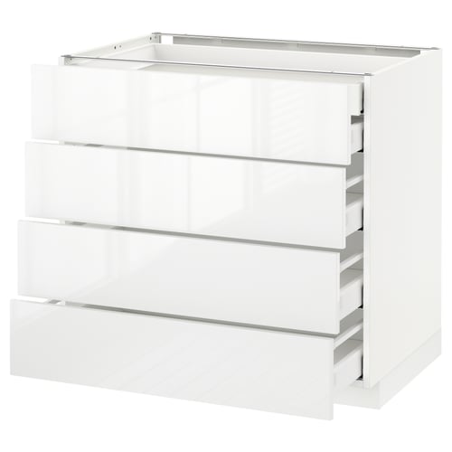 METOD kitchen cabinet with 5 full-extension drawers, sleek, glossy design.