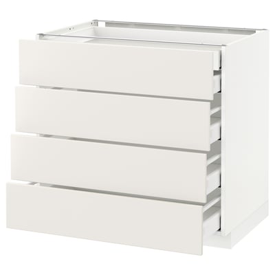 METOD Base cb 4 frnts/2 low/3 md drwrs, white Maximera/Veddinge white, 90x60x80 cm