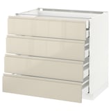 METOD Base cb 4 frnts/2 low/3 md drwrs, white Maximera/Voxtorp high-gloss light beige, 90x60x80 cm